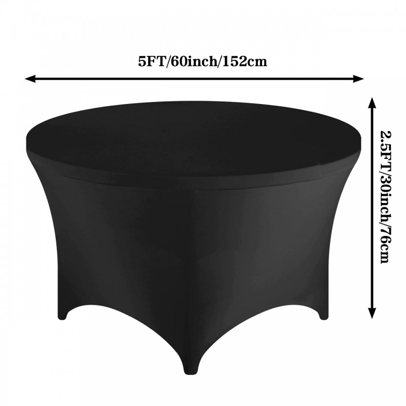 Stretch Spandex 5 ft Round Table Cover Black 