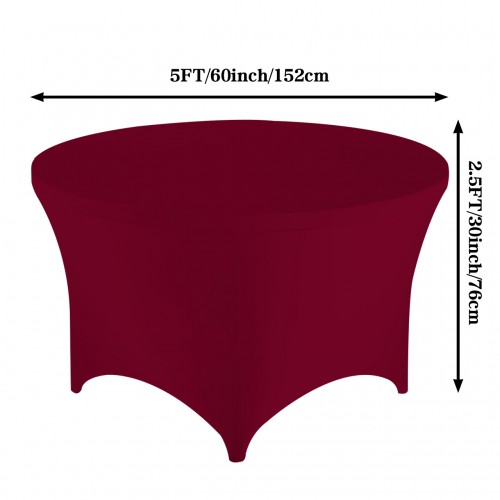 Stretch Spandex 5 ft Round Table Cover Burgundy