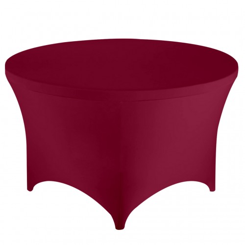 Stretch Spandex 5 ft Round Table Cover Burgundy