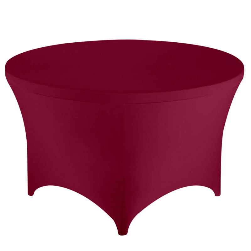 Stretch Spandex 5 ft Round Table Cover Burgundy 