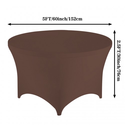 Stretch Spandex 5 ft Round Table Cover Chocolate