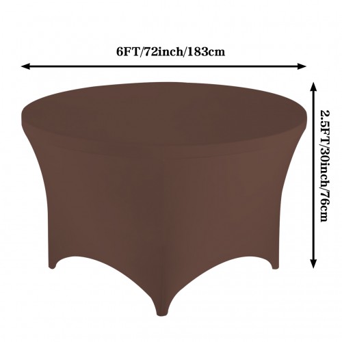 Stretch Spandex 6 ft Round Table Cover Chocolate