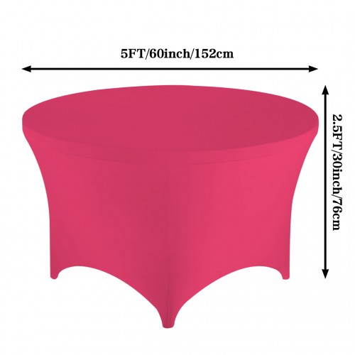 Stretch Spandex 5 ft Round Table Cover Fuchsia