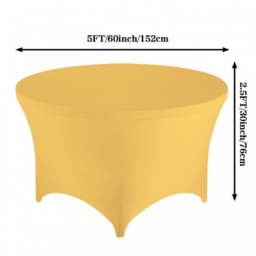 Stretch Spandex 5 ft Round Table Cover Gold 