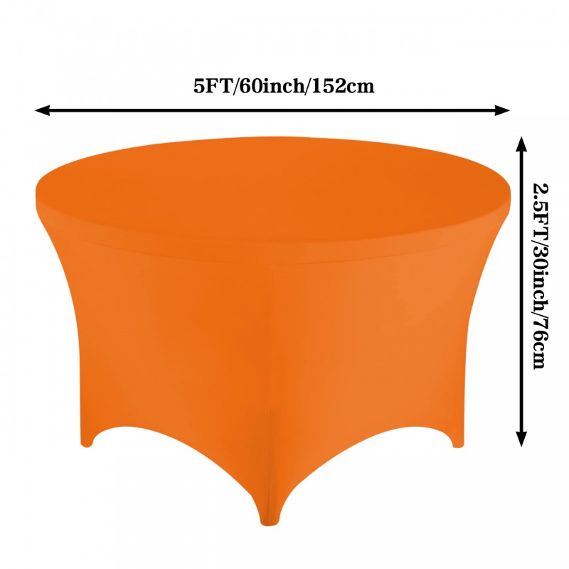 Stretch Spandex 5 ft Round Table Cover Orange 