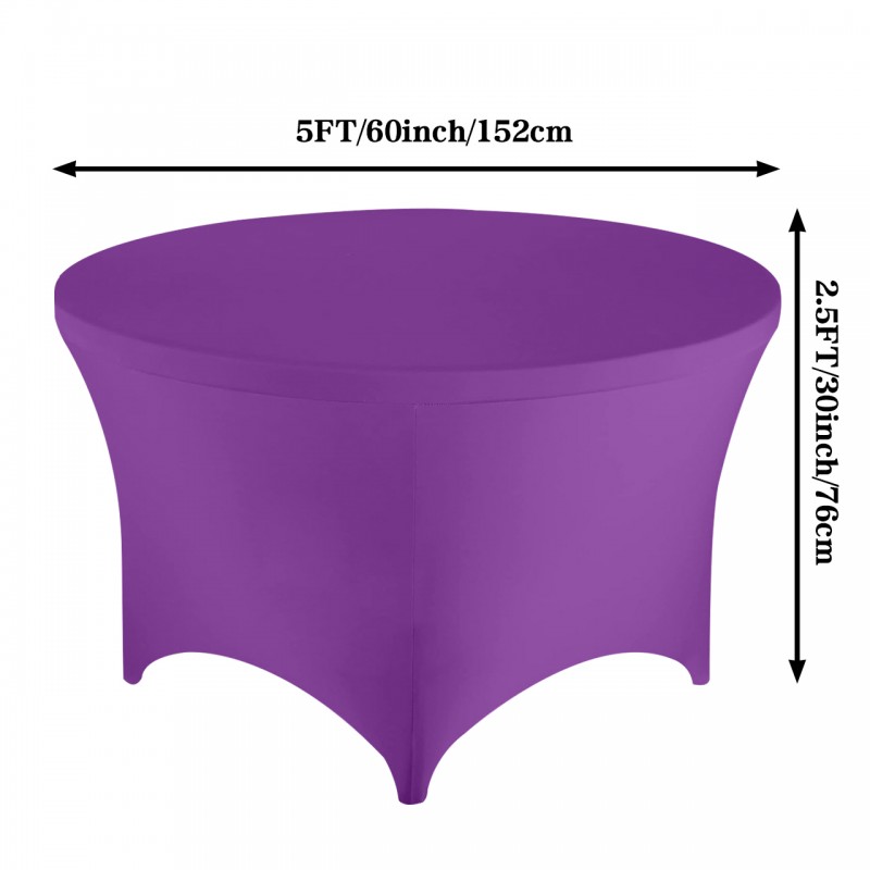 Stretch Spandex 5 ft Round Table Cover Purple 