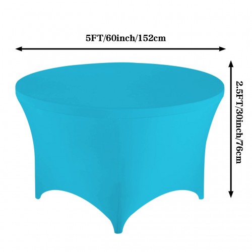 Stretch Spandex 5 ft Round Table Cover Turquoise