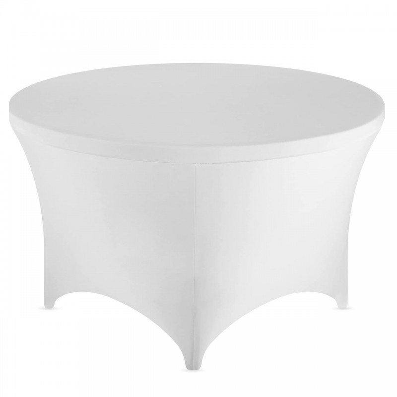 Stretch Spandex 6 ft Round Table Cover White