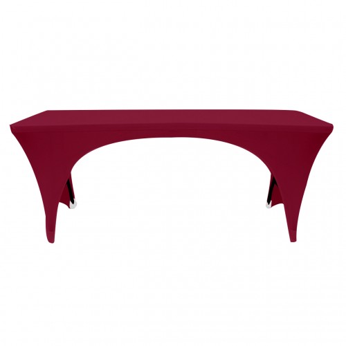 Stretch Spandex 6 ft Open Sides Rectangular Table Cover Burgundy