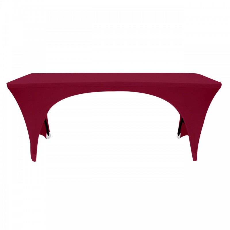 Stretch Spandex 6 ft Open Sides Rectangular Table Cover Burgundy