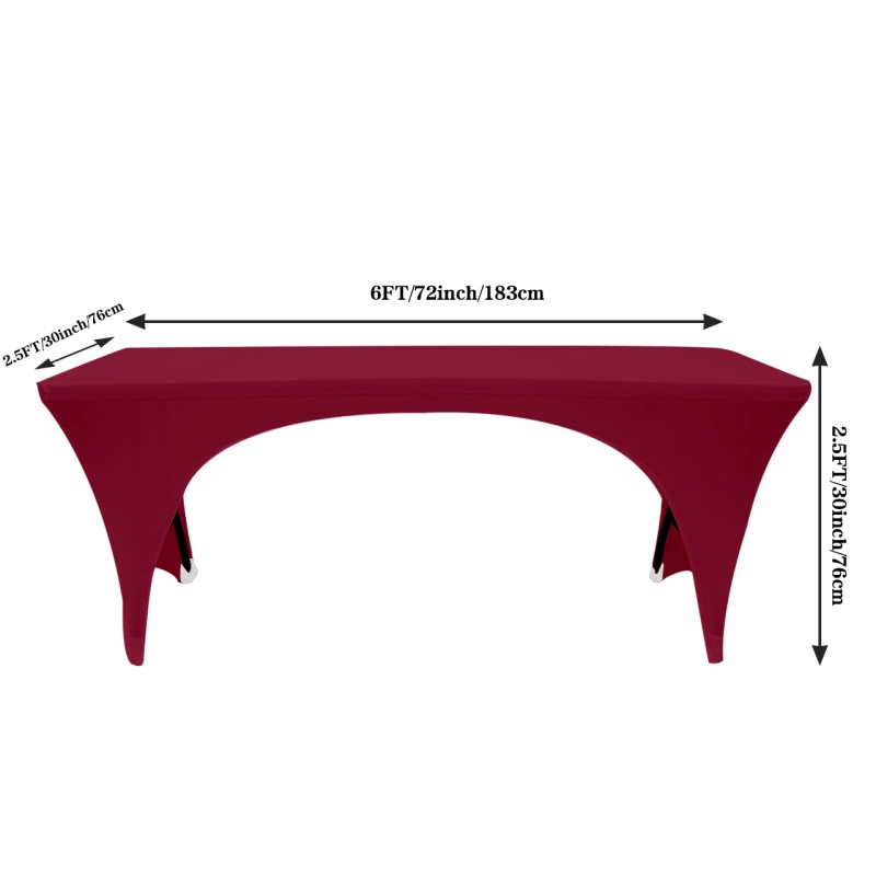 Stretch Spandex 6 ft Open Sides Rectangular Table Cover Burgundy 