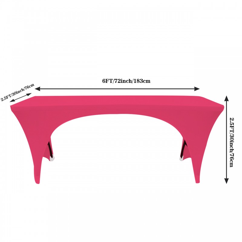 Stretch Spandex 6 ft Open Sides Rectangular Table Cover Fuchsia 