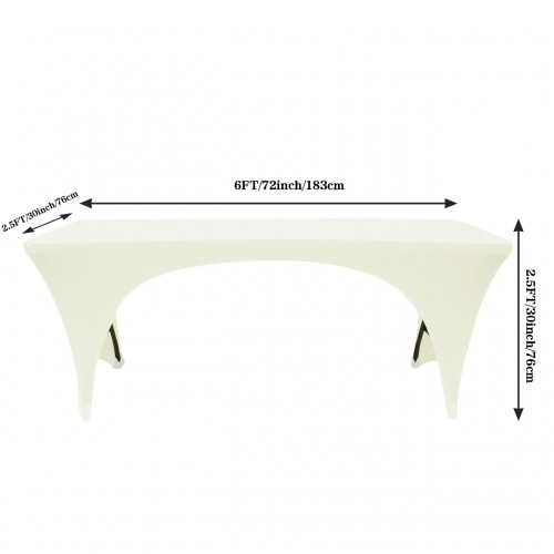 Stretch Spandex 6 ft Open Sides Rectangular Table Cover Ivory