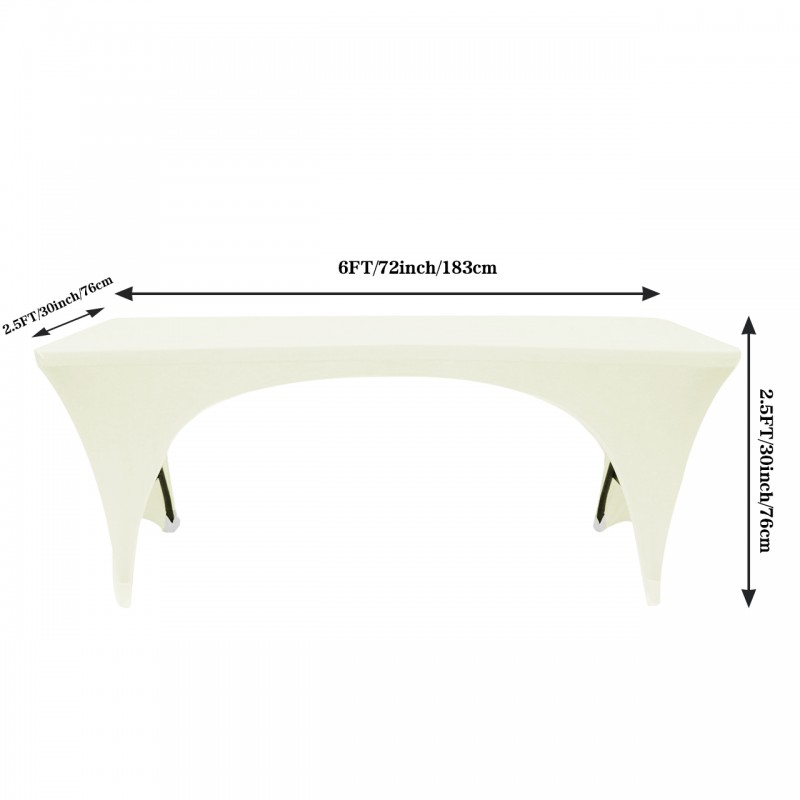 Stretch Spandex 6 ft Open Sides Rectangular Table Cover Ivory 