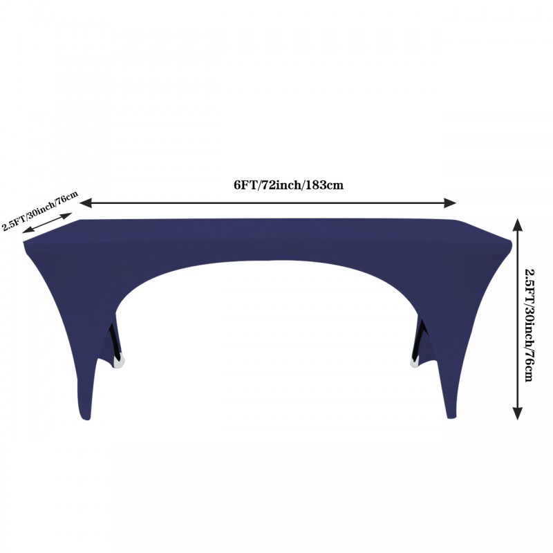 Stretch Spandex 6 ft Open Sides Rectangular Table Cover Navy Blue 