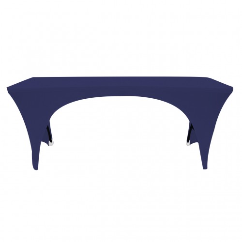 Stretch Spandex 6 ft Open Sides Rectangular Table Cover Navy Blue