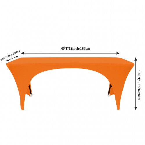 Stretch Spandex 6 ft Open Sides Rectangular Table Orange 