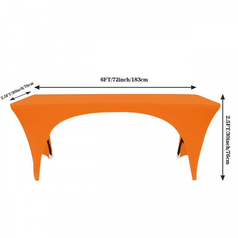 Stretch Spandex 6 ft Open Sides Rectangular Table Orange 