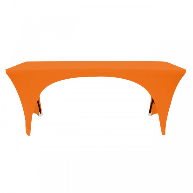 Stretch Spandex 6 ft Open Sides Rectangular Table Orange 