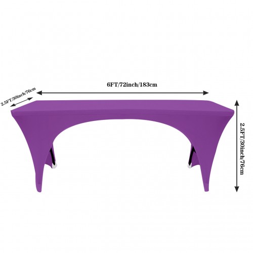 Stretch Spandex 6 ft Open Sides Rectangular Table Purple