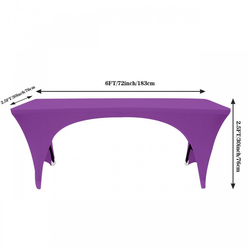 Stretch Spandex 6 ft Open Sides Rectangular Table Purple 