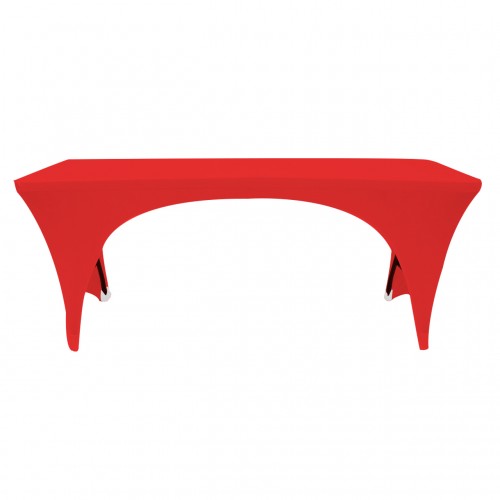 Stretch Spandex 6 ft Open Sides Rectangular Table Cover Red