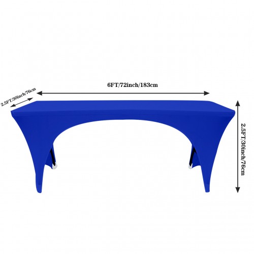 Stretch Spandex 6 ft Open Sides Rectangular Table Cover Royal Blue 