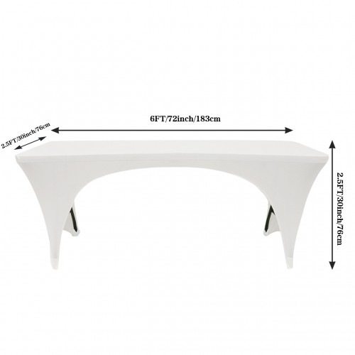 Stretch Spandex 6 ft Open Sides Rectangular Table Cover White 