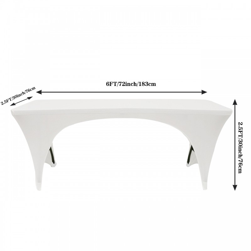 Stretch Spandex 6 ft Open Sides Rectangular Table Cover White 