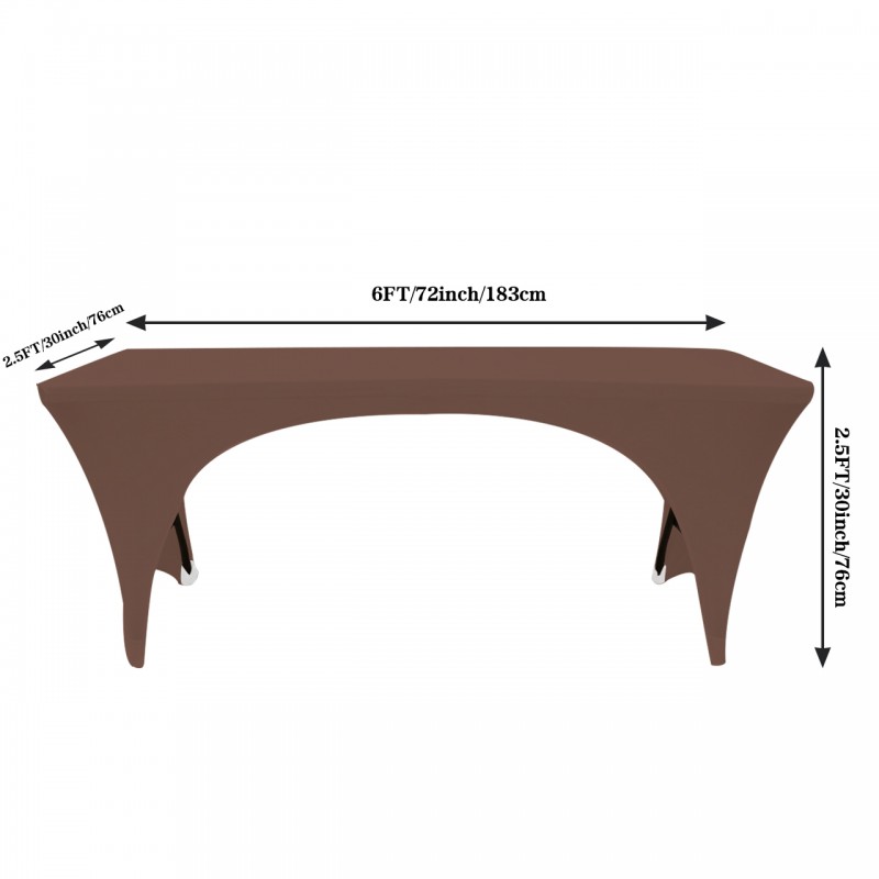 Stretch Spandex 6 ft Open Sides Rectangular Table Cover Chocolate 