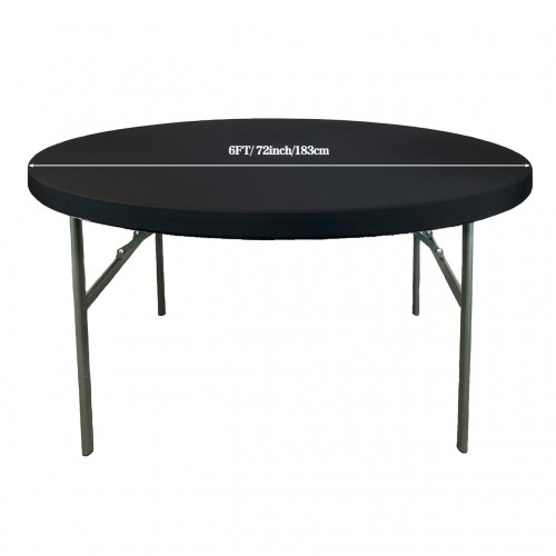 Stretch Spandex 6 ft Round Table Topper/Cap Black