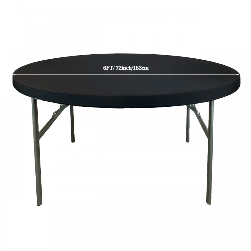 Stretch Spandex 6 ft Round Table Topper/Cap Black 