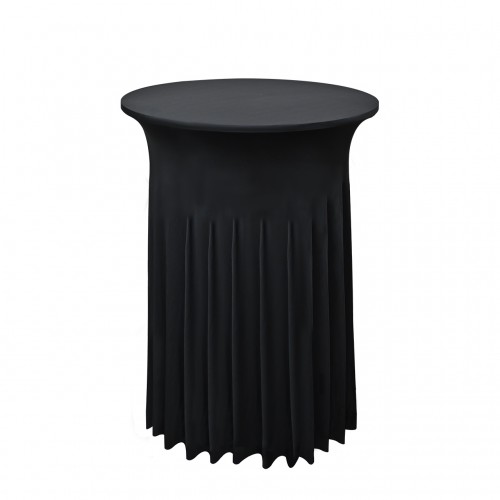 32 inch Highboy Cocktail Round Wavy Draping Stretch Spandex Table Cover Black