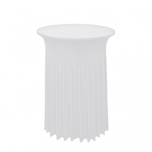 32 inch Highboy Cocktail Round Wavy Draping Stretch Spandex Table Cover White