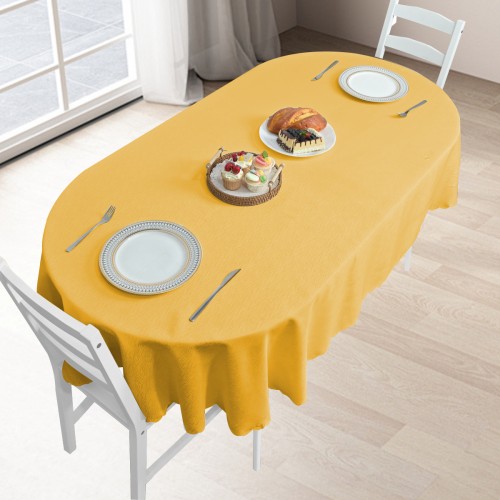 Oval Jacquard Tablecloth Straight Stripe Patterns TableCloth Gold