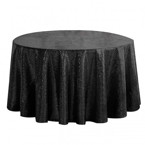 120 Inch Round Glitz Sequin Tablecloth Black