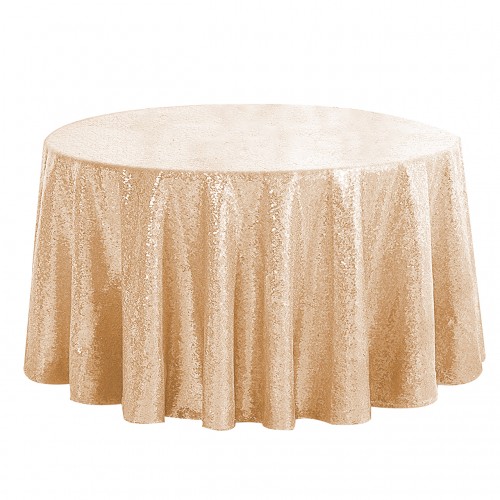 120 Inch Round Glitz Sequin Tablecloth Champagne