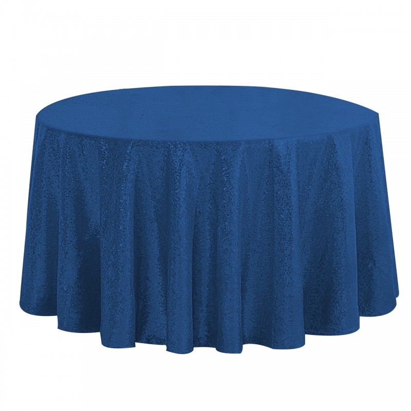 120 Inch Round Glitz Sequin Tablecloth Navy Blue