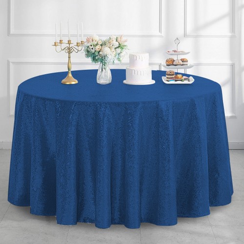 120 Inch Round Glitz Sequin Tablecloth Navy Blue 