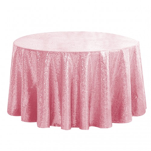 120 Inch Round Glitz Sequin Tablecloth Pink