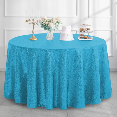 120 Inch Round Glitz Sequin Tablecloth Turquoise 