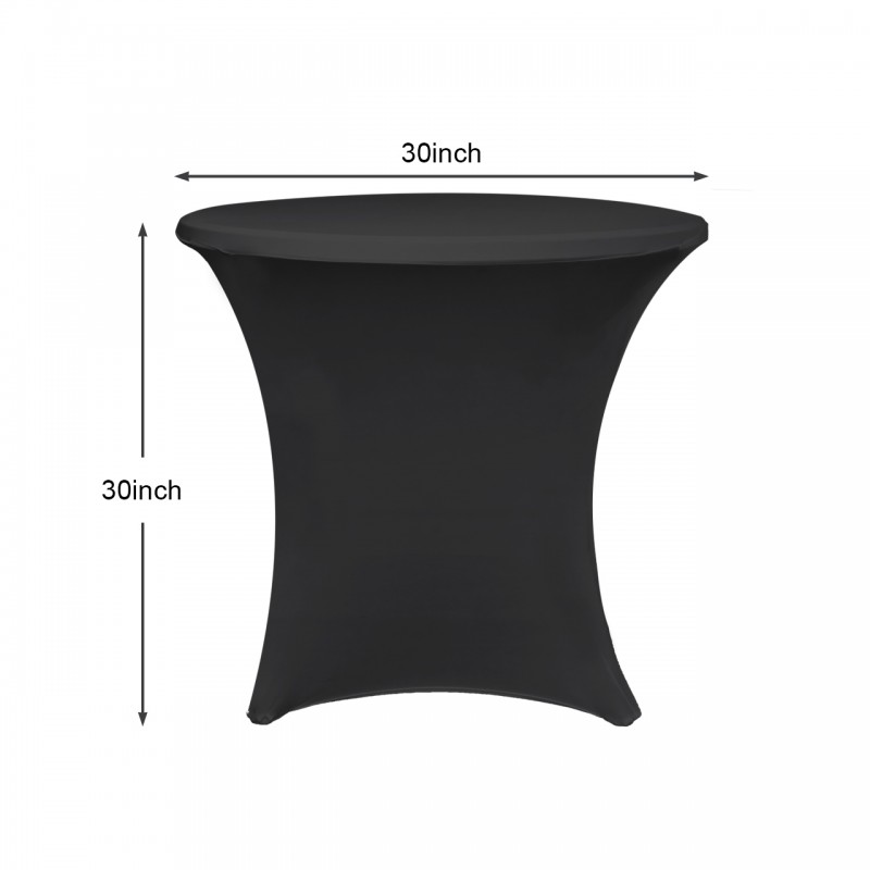 30 x 30 Inch Lowboy Cocktail Round Stretch Spandex Table Cover Black 