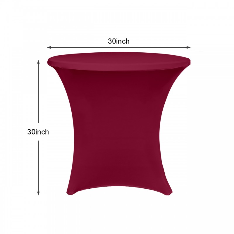 30 x 30 Inch Lowboy Cocktail Round Stretch Spandex Table Cover Burgundy 