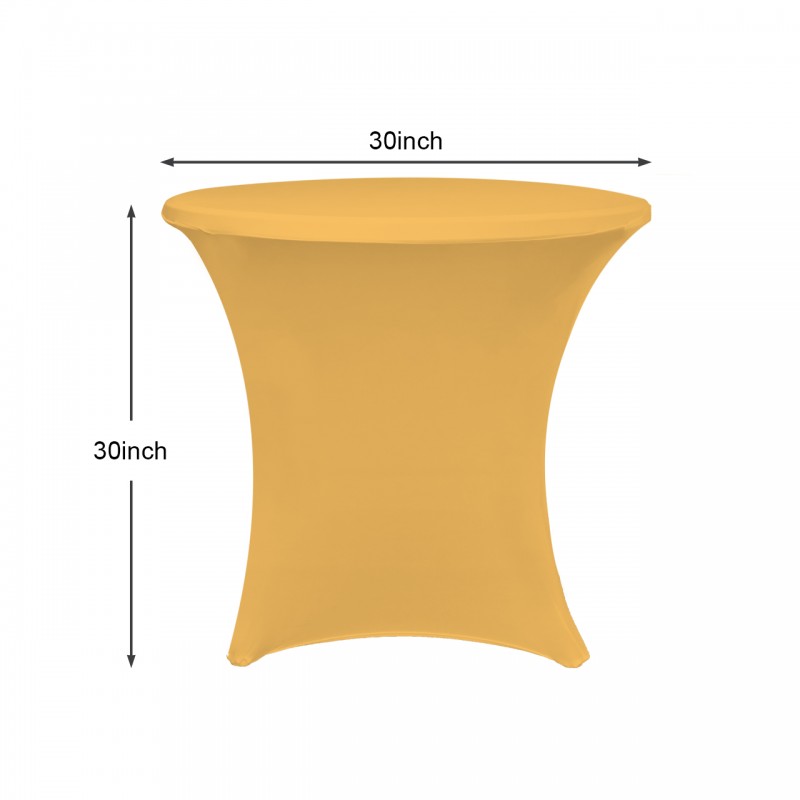 30 x 30 Inch Lowboy Cocktail Round Stretch Spandex Table Cover Gold 