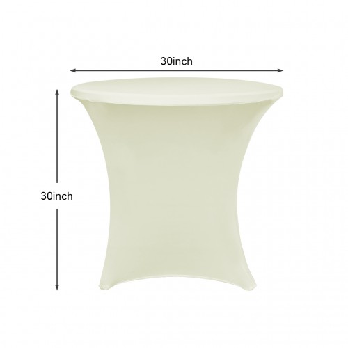 30 x 30 Inch Lowboy Cocktail Round Stretch Spandex Table Cover Ivory