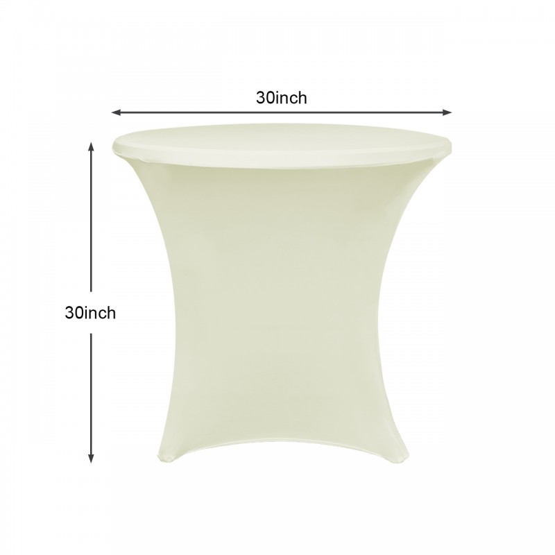 30 x 30 Inch Lowboy Cocktail Round Stretch Spandex Table Cover Ivory 