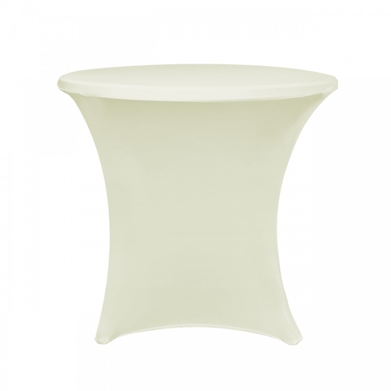 30 x 30 Inch Lowboy Cocktail Round Stretch Spandex Table Cover Ivory