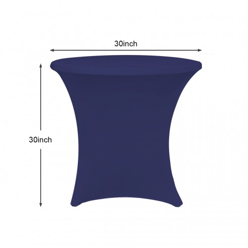 30 x 30 Inch Lowboy Cocktail Round Stretch Spandex Table Cover Navy Blue