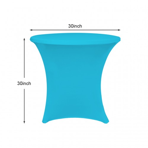 30 x 30 Inch Lowboy Cocktail Round Stretch Spandex Table Cover Turquoise