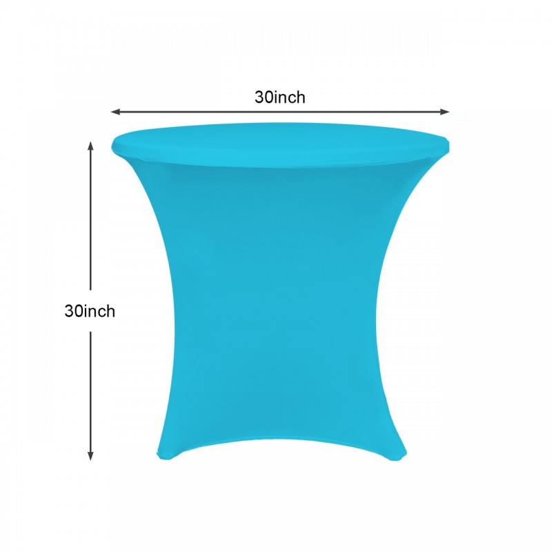 30 x 30 Inch Lowboy Cocktail Round Stretch Spandex Table Cover Turquoise 